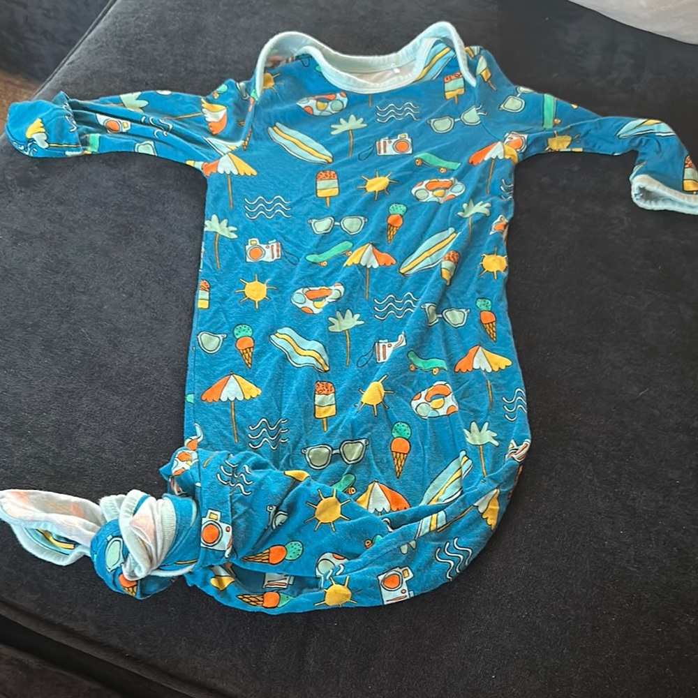 Little Sleepies Teal Baby Onesie with Playful Print